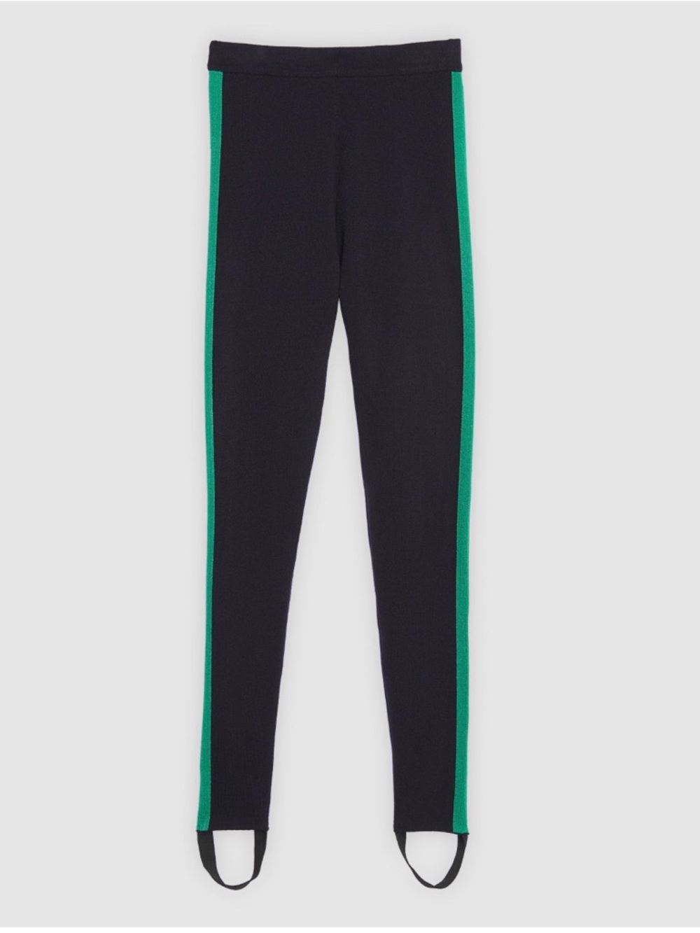SANDRO Navy Leggings with Green Side Stripe